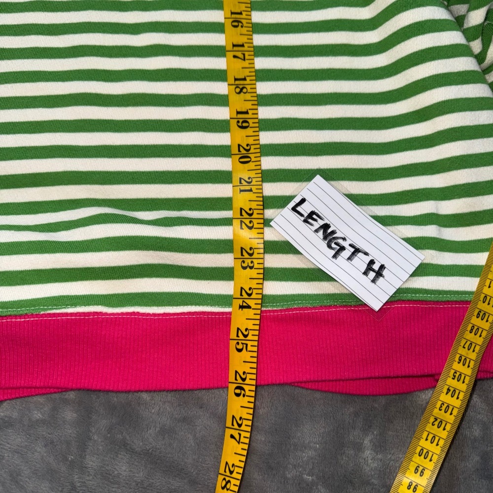 We The Free Sweatshirt Small Green White Pink Striped Oversized Crewneck - Picture 7 of 12
